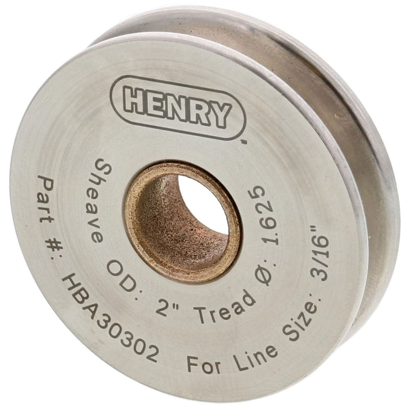 3/16" Cable x 2" Diameter Henry Block Stainless Steel Sheave with Self-Lubricated Bronze Bushing