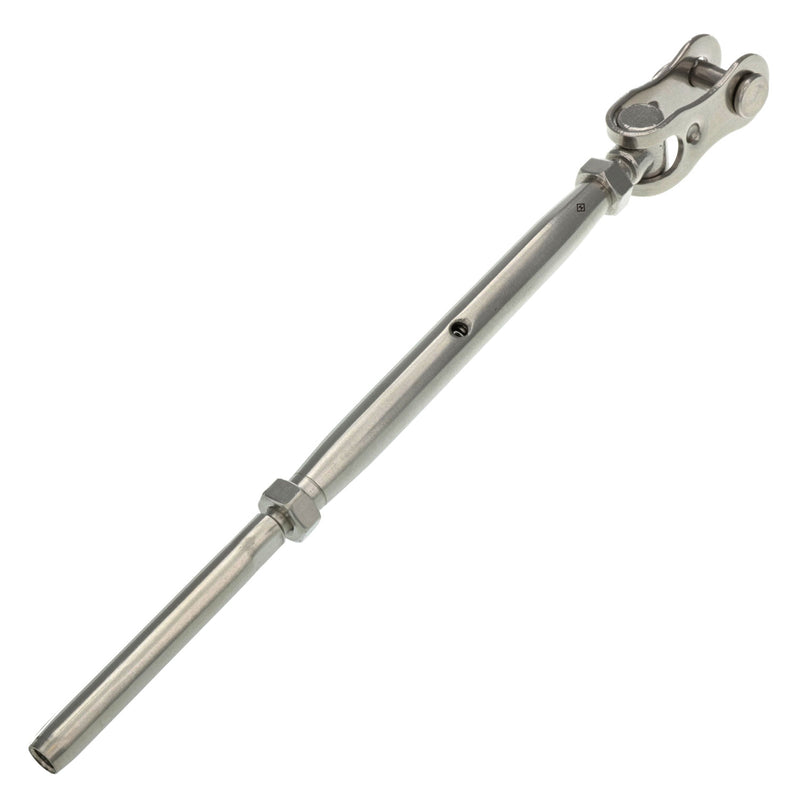 1/4" x 3-1/4" S.S., Toggle Jaw x Hand Swage Turnbuckle for 1/8" Cable