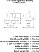 three sixteenths inch Wire Rope Clip specification diagram