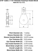 three sixteenths inch fixed eye snatch block specification diagram