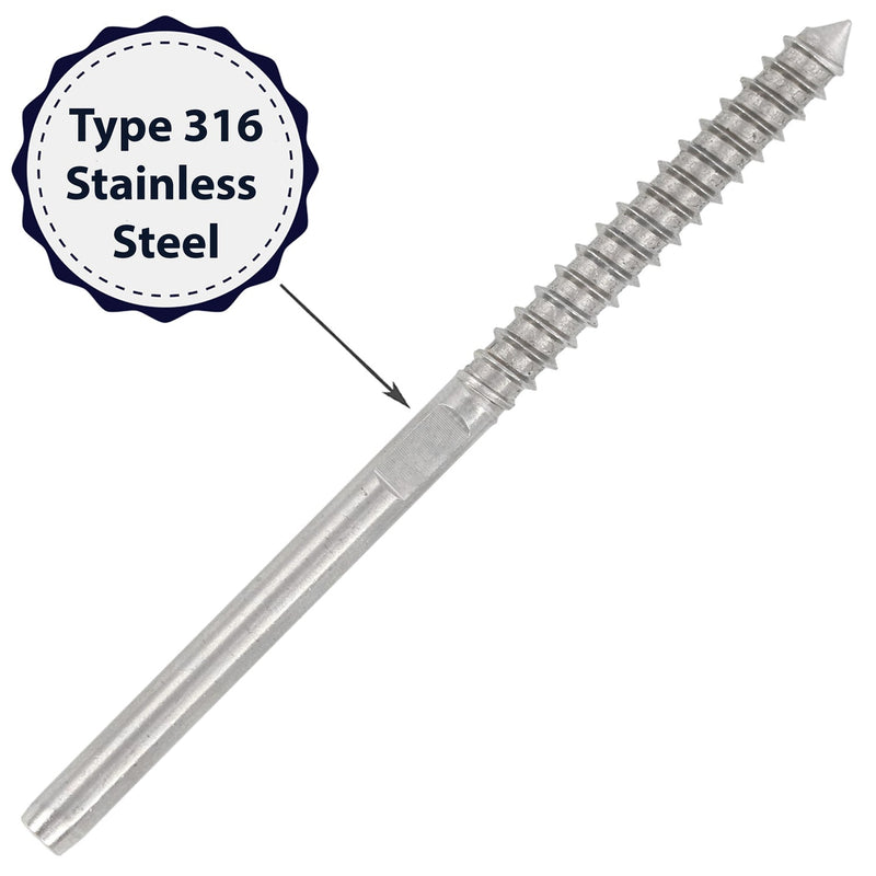three sixteenths inch stainless hand swage lag stud coating