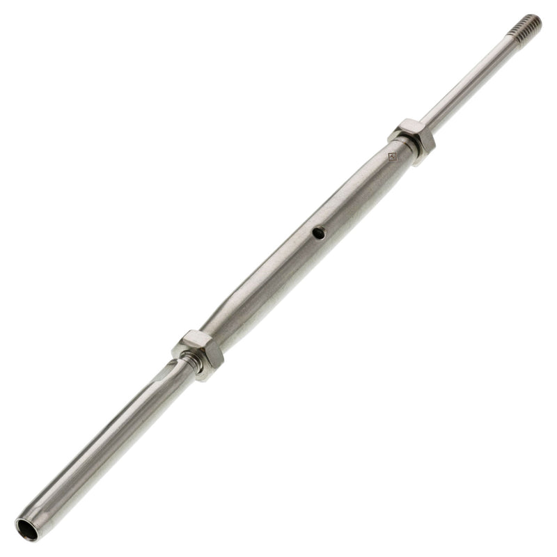 1/4" x 3-1/4" S.S., Left Hand Threaded x Hand Swage Turnbuckle for 3/16" Cable