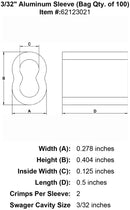 three thirty seconds inch Sleeve specification diagram