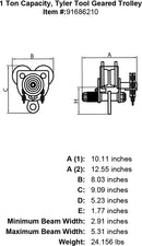 tyler one ton geared trolley specification diagram