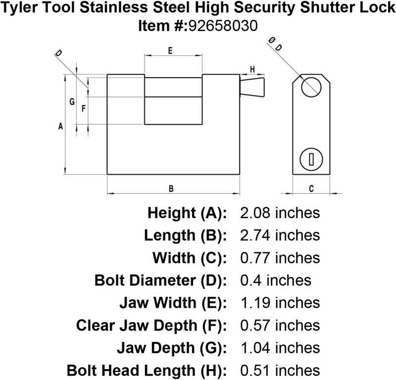 tyler tool security chain lock specification diagram